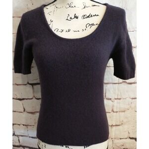Express Wool Angora Scoop neck purple Medium Short Sleeve Stretch Sweater Italy